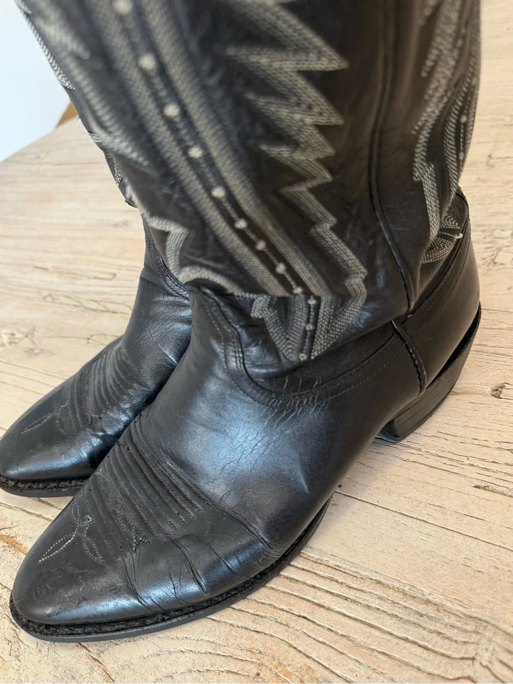 Lucchese Men’s Black Leather Western Cowboy Boots Size 9.5 E Wide